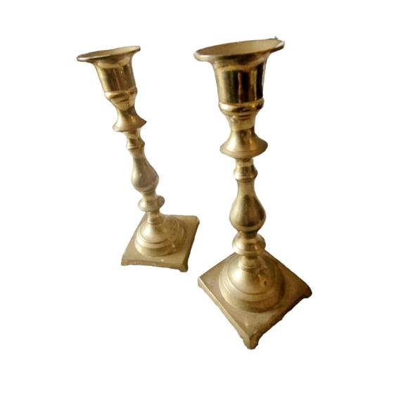 Set of 2 Vintage Brass 7.5" Candle Sticks Made in India - Picture 2 of 5
